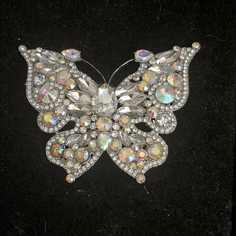 Gorgeous Huge Completely Bedazzled Butterfly Brooch. MA